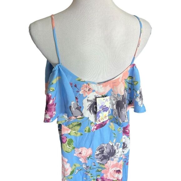 NWT Womens Eesome Floral Print Cold Shoulder Shift Dress - Sz M - Picture 3 of 3